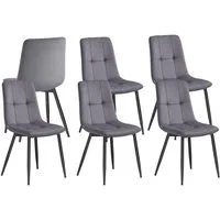 VASAGLE Esszimmerstuhl Samt, Küchenstühle, Sessel mit verstellbaren Füßen, für Wohnzimmer (6 St), bis 120 kg belastbar, modern, gepolstert, schiefergrau