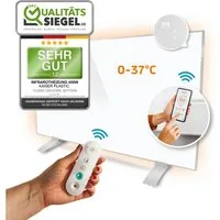 Kaiser plastic Infrarotheizung mit Thermostat, Wandheizung -mobile Standheizung, Fernbedienung/App, Energiesparende Raumheizung 600W - Deutsche Qualitätsmarke
