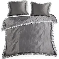 Eurofirany Bettwäsche LAURA ELIZA, 55 % Baumwolle, 45 % Polyester, 3 teilig, mit dekorative Kante oder Rüsche, atmungsaktiv