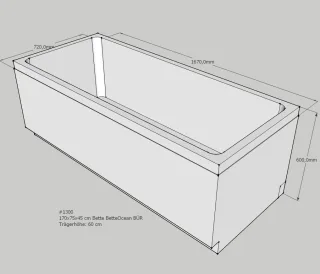 Neuesbad Wannenträger für Bette Ocean 170x75 Ül.vo. SW11461