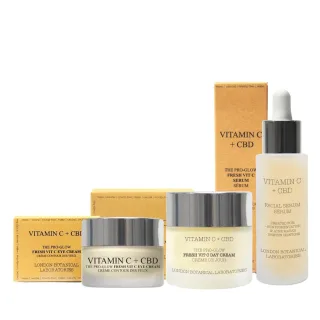 Vitamin C + CBD Serum 30ml + Vitamin C + CBD Augencreme 15ml + Vitamin C + CBD | Die Pro-Glow Fresh Vit C Tagescreme 50ml