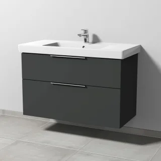 Sanipa 3way Waschtischunterbau zu Villeroy & Boch Subway 2.0 Waschtisch mit 2 Auszügen, Graphit-Matt UP6151B