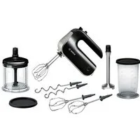 BOSCH Handmixer HomeProfessional MFQ4885DE, 2x Edelst. Besen, 1x Knethaken, schwarz, 575 W, 5 Stufen, Turbostufe, Zerkleinerer, Mixfuß, Mixbecher, Made in Europe
