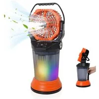 BBWL Standventilator Tragbarer Akku Ventilator mit Sprühnebel RGB Licht, 2000ML Wassertank Campingventilator mit Taschenlampe