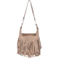 MIRROSI Umhängetasche Damen Tasche aus Echtleder Wildleder –mit Fransen ca.22x20x15 cm (Made in Itlay), Crossbody aus echtem Leder, mit 2 Riemen