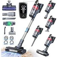 Grenintol Akku-Hand-und Stielstaubsauger Akkustaubsauger 85000Pa/500W/65Min, Akku Staubsauger Kabellos, 500 W, Akku Handstaubsauger Ideal für Teppich, Hartboden und Tierhaare, 5 Saugstufen, AUTO, HEPA-Filter, LED-Düse, Anti-Tangle, selbststehend