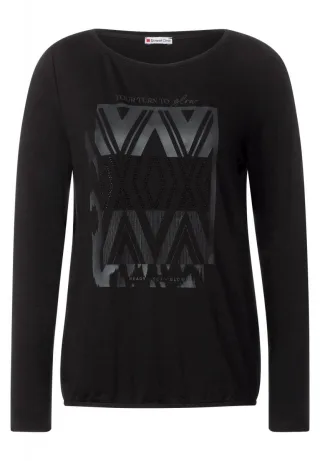 Street One - Shirt mit Artwork Print schwarz - Gr. - 34
