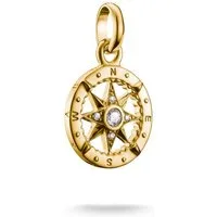 THOMAS SABO Charm-Einhänger Charm Kompass vergoldet - Connect, mit Zirkonia (synth)