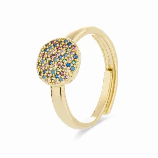 Luxenter Ring mit Multicolour Zirkonia aus 18K Gelbgold - Cuix
