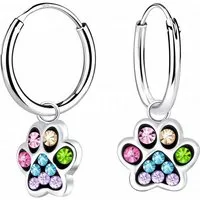ALEXANDER YORK Paar Creolen Charm PFOTE I bunt dunkel, 2-tlg., 925 Sterling Silber