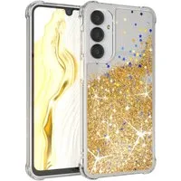 EAZY CASE Handyhülle Liquid Glittery Case für Samsung Galaxy A16 5G 6,7 Zoll, Durchsichtig Back Case Handy Softcase Silikonhülle Glitzer Cover Gold