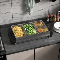 HOMCOM Warmhalteplatten-Zwischenmodul Buffetwärmer, 300 Watt, Edelstahl, mit Einstellbarer Thermostat, 6,8 L Chafing Dish für Partys Buffets Familienessen
