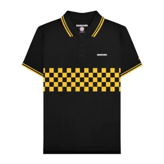 Lambretta - "SS25" Poloshirt Mit kontrastfarbenen Streifen für Herren (Schwarz/Gold)