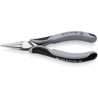 KNIPEX Elektronik-Greifzange ESD mit durchgestecktem Gelenk spiegelpoliert 145 mm - 3562145ESD