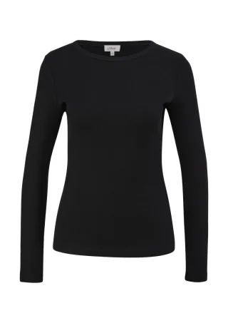 s.Oliver Red Label - Longsleeve mit Rippstruktur schwarz - Gr. - 44