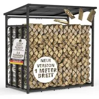 LAWA Living and Lifestyle Kaminholzregal Metall 1m tief mit Dach Garten Brennholz Unterstand Aussenbereich, BxTxH:185.00x105.00x185.00 cm, verzinkt, mit Stellfüße, wetterfest