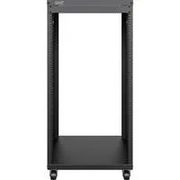 Universal 19-Zoll Equipment Rack mit Rollen, Rack, Server-Gehäuse schwarz, 21 Höheneinheiten