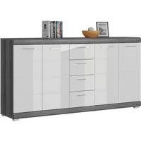 Home affaire Kommode SIENA, Breite 165cm, 4 Türen, 4 Schubkästen, 8 Einlegeböden, 12 Fächer (hochwertige Rillenfräsung in MDF Front), Schuhkommode, Schuhschrank, Anrichte, Sideboard