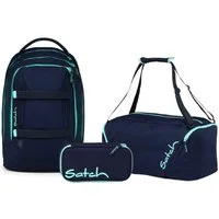 Satch Schulranzen Schulrucksack-Set PACK Ocean Mint 3-teilig (3-teilig), ergonomisch, Your-Size-System, 5 Fächer