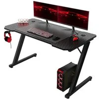 GUNJI Gamingtisch 80/120/140cm Gaming Schreibtisch PC Tisch Z-förmiger (Ergonomischer Gaming Tisch,mit Kopfhörerhaken-ostern geschenke)