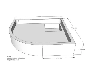 Neuesbad Wannenträger für Bette Corner 90x80x6,5 Viertelkreis SD22097