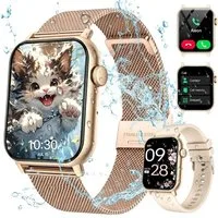 ibettertec 2026 Neues Smartwatch Damen Herren mit Telefonfunktion, Smartwatch 1.85'' HD Fitnessuhr,Silikonarmband + Metallarmband Kombinationsset,Smart Watch for Women mit 200+ Sportmodi,Fitness Tracker mit Herzfrequenz,SpO2,Schrittzähler & Schlafmon