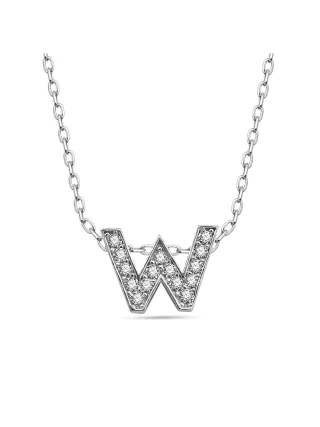 Dkeniz Anhänger mit Kette Buchstabe W 925/- Sterling Silber