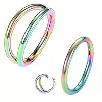 Taffstyle Nasenpiercing 2er Set Septum Piercing Helix Daith Ohr Doppel Ring Scharnier Clicker (Universelles Piercing-Set mit Scharnier Clickverschluss aus Chirurgenstahl)