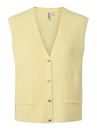 PIECES - PCSILLY SL V-NECK KNIT VEST D2D french vanilla - Gr. - L