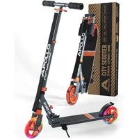 Apollo Cityroller Skyracer LED City Scooter Kinder, Tretroller mit Federung, klappbarer Kinderroller, höhenverstellbar