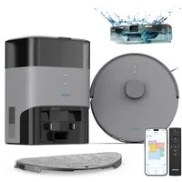 AIRROBO Nass-Trocken-Saugroboter L50+ Roboterstaubsauger mit Wischfunktion und Absaugstation, 55 W, 5500 Pa Saugkraft, 75 Tage freihändige Reinigung, LDS-Navigation, Antitangle-Gummibürste, ideal für Tierhaare, 240 Min. Laufzeit