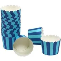 Frau WUNDERVoll Muffinform Muffin Backformen, klein Durchmesser 5 cm, blau mit hellblauen Streife, (50-tlg)