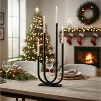 MF Kerzenhalter Adventsleuchter Tonis Eisen Schwarz Modern 80cm Kerzenleuchter (1 St)