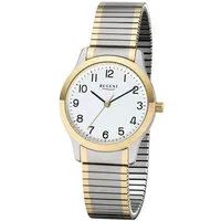 Regent Quarzuhr W0185 -1565.09.99, Armbanduhr, Damenuhr, analog, Flexband, Zugband, Edelstahlarmband