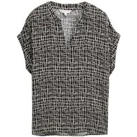 TOM TAILOR Kurzarmbluse blouse easy shape abstract black grid design