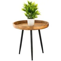 Amagohome Couchtisch Beistelltisch Holz rund Couchtisch Wohnzimmer Tisch Metalbeine Holzpla