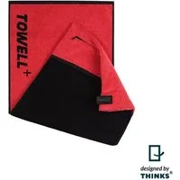 Stryve Sporthandtuch Sporthandtuch mit integrierter Tasche und Magnetclip, 50 cm, stylisch Rot/Schwarz, ideal für Fitness und Training