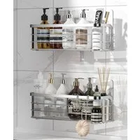 Elegear Duschablage Duschregal ohne Bohren, 2 Stück shampoo halter bad, badregal, 2-tlg., selbstklebend Badezimmer Regal Organizer, Badregal und Küchenregal