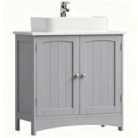 VASAGLE Waschbeckenunterschrank Waschtischunterschrank Badezimmerschrank verstellbare Ablage, 2 Fächer, mit 2 Türen, Breite 60cm
