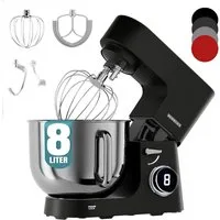 Heinrich´s Küchenmaschine HKM 8080 Schwarz, 2500 W, 8 l Schüssel, 2500W, 8L Edelstahl, 8 Geschwindigkeiten