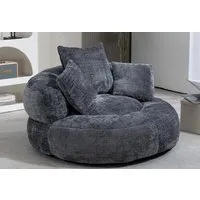 LVHOM Sitzsack 108x108x52cm Chenille Premium Sofa mit 3 extra Kopfkissen (Kuschelig & Atmungsaktiv, Einzelsitzer-Lounge, komplett komprimiert geliefert. Perfekt für Ruhe, Lesen, Gaming & Nickerchen. Ideal für Wohnzimmer, Schlafzimmer, Spielzimmer & O