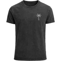 Neverless Print-Shirt Herren T-Shirt mit Palmen Logo – Vintage Waschoptik Kurzarmshirt aus mit Print