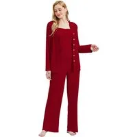 M-Diamant Schlafanzug Damen Pyjama-Set Damenwäsche V-Ausschnitt 3 teilig (Set, 3 tlg) 3-teiliges Set: Jacke mit V-Ausschnitt und Knöpfen, Trägertop und Hose
