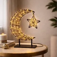 Mel-O-Design LED Dekoobjekt XXL LunaStar LED Outdoor Leuchte - Deko Mond mit Stern, LED fest integriert