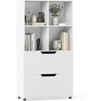 COSTWAY Bücherregal, mit 4-Würfeln & 2 Schubladen Würfelregal Holz