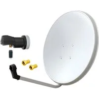ARLI 60 cm HD SAT Anlage weiss + Single LNB + 2x F-Stecker SAT-Antenne (60 cm, Stahl, Optimale Größe für besten Empfang FullHD)