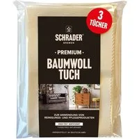 Schrader Premium Poliertuch aus Baumwolle - cremefarben - 25x33cm - 3 Stück Pflegetuch (33x25 cm, für alle Oberflächen, Möbel, Kleidung, Leder, Holz - Made in Germany)
