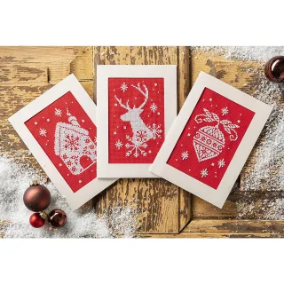 Grußkarten "X-Mas rot-weiß", 3er-Set