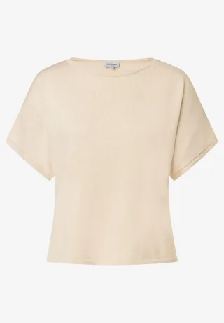 MORE & MORE - Kurzer Feinstrick-Pullover beige - Gr. - 34
