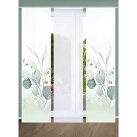 HOME WOHNIDEEN Schiebegardine 84096 ABANIO Schiebegardine rec. Polyester, 245x60 cm, halbtransparent (3 St), Paneelwagen, transparent, Polyester (recycelt) Polyester